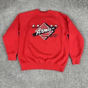 Vintage Army Sweatshirt Mens XL Red Ft Jackson SC Crewneck Soffe Sweats USA 90s
